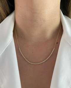 Collier tennis en diamant véritable 10K 14K 18K, vente en gros, chaîne fine et délicate, collier ras du cou, chaîne à superposer, fermoir mousqueton, prix usine - Product Image 1