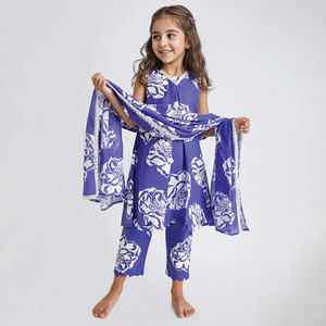 Arthlife Girls Digital Printed <b>Kurti</b> in Soft Cotton Fabric V Neck and Solid Purple Color <b>Kurti</b> for Festival and Wedding Party - Product Image 5