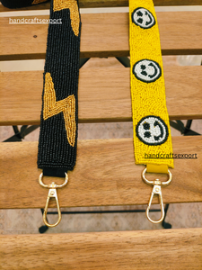 Correa de Hombro con Cuentas, Negra y Amarilla, con Diseño de Rayo y Rostro, Accesorio de Moda para Bolsos, Ligera, Ecológica y de Alta Calidad - Product Image 4