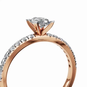 Anillo Solitario Elegante y Clásico con Diamante de Corte Marquesa Cultivado en Laboratorio, Certificado por IGI, Banda Pavé, Oro de 10K, 14K, 18K, Plata 925, 935 - Product Image 2