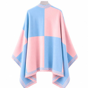 Gamma Phi Delta Sorority <b>Women</b>’s Blue & Pink <b>Cape</b> Shawl Cardigan Casual Striped Open Front <b>Cape</b> Shawl Daily Wear Square Scarf - Product Image 6