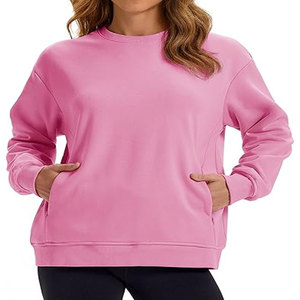 Women's Eco-Friendly Waterproof Sweatshirts Fleece Lined Crewneck Cotton/Bamboo Fiber Casual <b>Winter</b> Warm <b>Tops</b> with Zip Pockets - Product Image 1