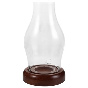 Portavelas de madera de teca artesanal Aqdus Saleem con chimenea de vidrio TK-LAN20 Venta al por mayor India - Product Image 2