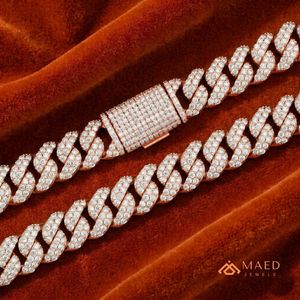 Rose Gold Plated Moissanite <b>Necklace</b> Fashion Jewelry Cuban Link <b>Chain</b> for Women Men Elegant Gifts New York City Fine Jewelry NYC - Product Image 4