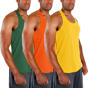 <b>Men's</b> Solid Color Quick Dry Tank Top O-Neck Sporty Knitted <b>Vest</b> Neon Green Pink <b>Black</b> - Product Image 5