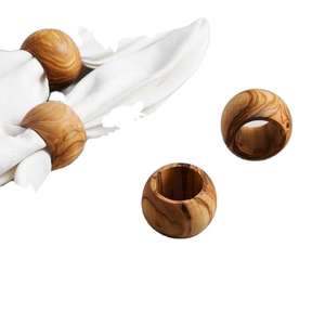 Porte-serviettes en bois de manguier de qualité supérieure avec anneau rond fait main style bambou brun foncé à prix d'exportation - Product Image 1