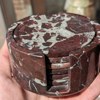 Ensemble de 6 grands dessous-de-verre en marbre de luxe moderne, finition antique, onyx naturel, pour la cuisine - Durables, écologiques, design graphique