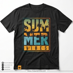 เสื้อยืดพิมพ์ลายกราฟิกวินเทจสำหรับผู้ชาย OEM สไตล์ฤดูร้อน ลายพระอาทิตย์ตกดินริมชายหาด สีดำ ผ้าฝ้าย แขนสั้น ใส่ได้ทั้งชายและหญิง - Product Image 3