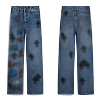 BEST ROCK Jeans Droits Lavés de Haute Qualité pour Hommes et Femmes, Style Urbain, American Chrome Heart, 100% Coton Respirant, Taille Moyenne