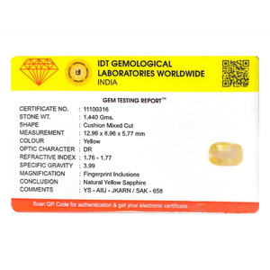 7.2 Carat Natural Yellow Sapphire IGI Certified Oval Cut Light 6mm Loose Gemstone for Fine Jewelry - Product Image 4