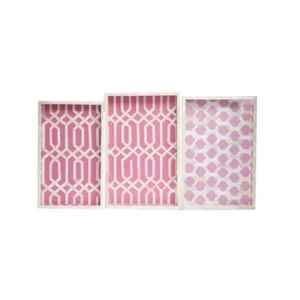 Plateau de service et de rangement en résine et nacre avec sous-verres, motif géométrique, pour mariages et événements festifs, plats rectangulaires pour table - Product Image 5