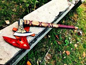 Hache Tomahawk Premium, Hache Viking Industrielle en Acier à Haute Teneur en Carbone, Manche en Bois de Rose, Haute Qualité, pour Camping, Bricolage, Personnalisable, pour l'abattage d'arbres - Product Image 5