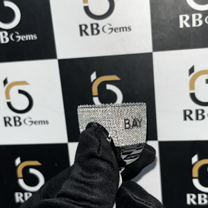 RB Gems Micro Pave Hip Hop Letter BAY Unisex Glam Party Jewelry IGI Certified Men's customized <b>Emerald</b> Cut Diamond <b>Ring</b> - Product Image 2