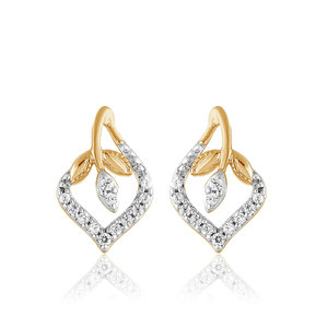 Pendientes de Diamantes Románticos con Corte Brillante Redondo en Oro Amarillo, Diamantes Naturales para Uso Diario de Mujer - Product Image 1