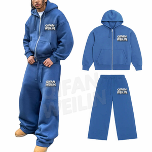 Clothing Manufacturers Custom 100% Polyester Lightweight Oversized Zip <b>Hoodies</b> <b>Plain</b> Sweatsuit Baggy Pants Tracksuits Men Winter - Product Image 1