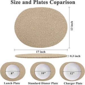 Eco Friendly Oval Woven Placemats Set of 6 Boho Style Dining Table <b>Mats</b> for Home Kitchen Decor Available At Good Price - Product Image 5