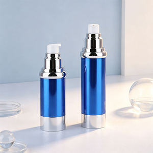 Flacon distributeur sous vide électroplaqué bleu de 15 ml, 30 ml, 50 ml avec fenêtre de visualisation - idéal pour les lotions, les bases de teint et les crèmes solaires - Product Image 5