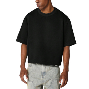 T-shirt surdimensionné noir pour homme, coupe ample, coton premium, épaules tombantes - Product Image 1