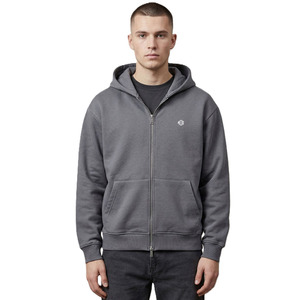 Sudaderas con capucha de algodón y forro polar para hombre, con marca personalizada, con cremallera, corte regular, color gris, fabricante de ropa para producción en masa - Product Image 1