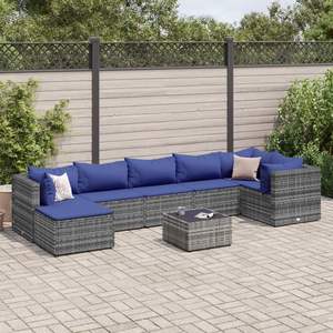 Ensemble de salon de jardin modulaire moyen en rotin PE gris - Product Image 1