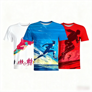 Camiseta Deportiva de Manga Corta con Cuello Redondo para Hombre, con Estampado de Carrera, de Secado Rápido, Tejido de Poliéster, Corte Regular - Product Image 4