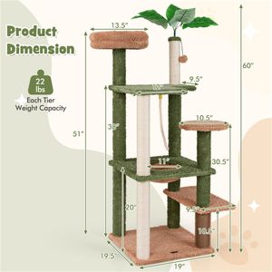 Albero per Gatti di Lusso a Più Livelli, Grande Cuccia per Gatti da Interno con Stile Classico e Minimalista, Tiragraffi in Legno e Sisal - Product Image 4