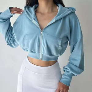Vente en gros de sweats à capuche zippés pour femmes en polaire brossée, vêtements d'extérieur pour femmes, faible MOQ - Product Image 5