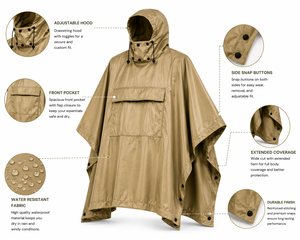Poncho de pluie imperméable et coupe-vent pour adulte, taille unique, conçu pour l'escalade et les activités de plein air - Product Image 3