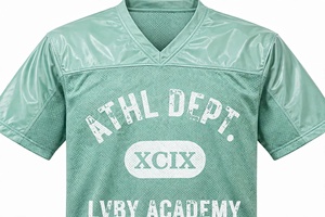 Maillot de football américain vintage vert menthe personnalisé en maille respirante, imprimé XCIX, à manches courtes, coupe ample, pour tenue décontractée - Product Image 5