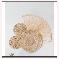 Ensemble d'art mural rond en jonc de mer tressé à la main, style bohème moderne, avec intérieur personnalisable, décoration événementielle multi-pièces