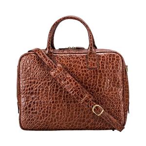 Maletín de Cuero de Alta Calidad con Acabado de Lujo, Diseño de Cocodrilo Marrón, Estilo Vintage, para Portátil - Product Image 4