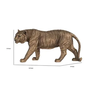 Handmade Bronze Tiger Sculpture 11.5 Inch Long Animal <b>Figure</b> Decor for Living Room Tabletop Display - Product Image 1