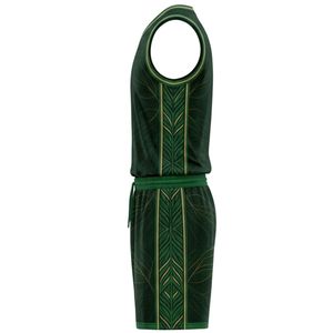 Ensemble de maillots de basket-ball personnalisés OEM Forest Guardians pour hommes, col en V, sans manches, imprimé végétal sublimé, respirant, coupe régulière, adulte - Product Image 3