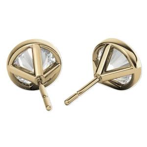 Pendientes de Diamantes de Laboratorio Redondos Brillantes con Color DEF y Claridad VS VVS, Oro Sólido de 14K, Engaste de Bisel, Joyería Minimalista - Product Image 3