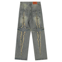 Jeans droits pour homme sur mesure, coupe ample, délavés, effet usé, écologiques, tendance, mode décontractée, streetwear