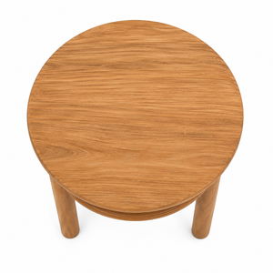 Table d'appoint ronde scandinave en teck massif écologique avec base cylindrique pour villa et hôtel - Product Image 2