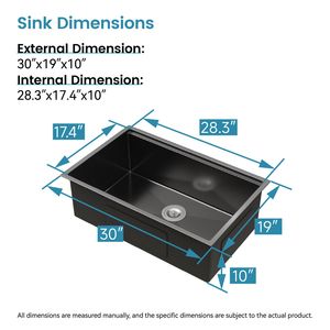 Lavello da Cucina Artigianale in Acciaio Inox 30''x19'' a Vasca Singola, da Incasso, con Tagliere e Scolapiatti, Colore Nero - Product Image 6