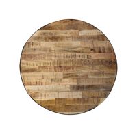 Table basse ronde en bois de manguier massif au design scandinave moderne avec pieds noirs finition rustique Meubles de salon