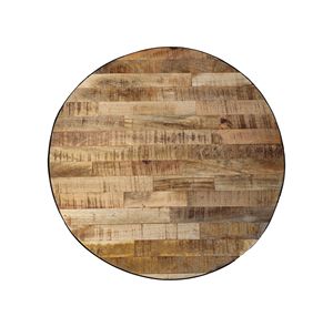 Scandinavian <b>Modern</b> Design Solid Mango Wood Round <b>Coffee</b> <b>Table</b> with <b>Black</b> Legs Rustic Finish Living Room Furniture - Product Image 5