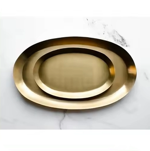 Bandeja Metálica Grande Cuadrada para Servicio de Alimentos en Restaurantes, Bandeja Decorativa Moderna de Latón para Frutas, Bandejas Metálicas para Servir Alimentos en el Hogar - Product Image 2