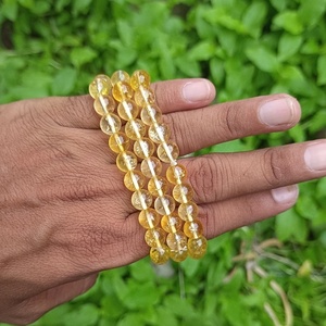 Bracelet Unisexe Élastique Fait Main en Pierre Naturelle Citrine de Haute Qualité, Perles Polies de 8 mm, Feng Shui, Guérison Naturelle 100%, Tendance - Product Image 1