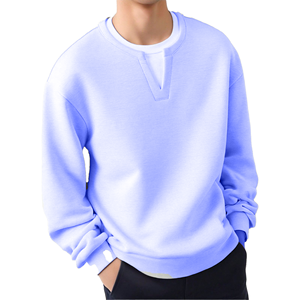 เสื้อสเวตเชิ้ตคอกลมโอเวอร์ไซส์ สีพื้น ผ้าถัก ทรงพอดีตัว แขนยาว ผู้ชาย สไตล์ลำลอง สำหรับฤดูใบไม้ร่วง - Product Image 4