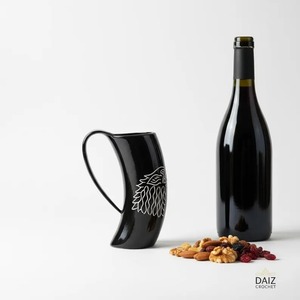 Handcrafted Viking Carving Ceramic <b>Drinking</b> <b>Horn</b> Mug Highly Polished Natural <b>Horn</b> India for Business Gifts-Wine Beer - Product Image 2