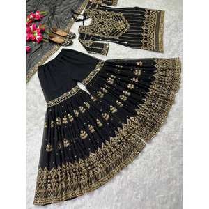 Hermoso conjunto de traje de fiesta para mujer Elegante Sharara Top & Fancy Dupatta - Product Image 4