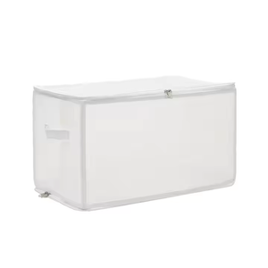 2 Way PP Plastic <b>Storage</b> Organizer Folding Box <b>Bin</b> with Two-sided Zipper Non-woven Handles for Bedroom Closet Toys Duvet Makeups - Product Image 2
