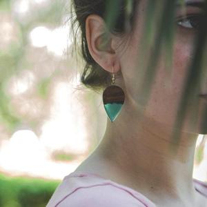 MN EXPORTS <b>Resin</b> & Wood Customized Design Fashion Style Drop Earrings for Women Party Islamic Occasion - Product Image 6