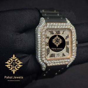 Reloj Mecánico con Incrustaciones de Diamantes, Esfera Cuadrada, Números Romanos, Reloj de Pulsera para Hombre - Product Image 3