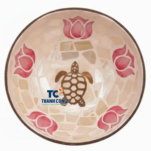 Bol en coquille de noix de coco incrusté de nacre, souvenir du Vietnam, faible MOQ, prix abordable, vente en gros d'usine, export, prix de gros - Product Image 1