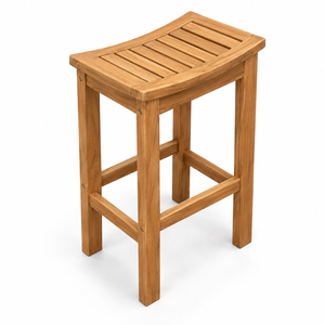 Silla de Bar de Teca Sólida de Primera Calidad, Estilo Contemporáneo, Asiento Curvo de Teca, Taburete de Bar para Exteriores con Asiento de Listones para Hoteles y Resorts - Product Image 2