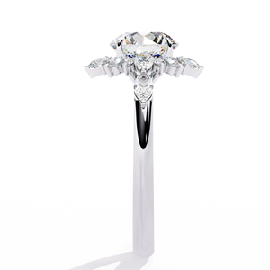 Bague de fiançailles en platine avec diamant rond brillant et diamants naturels certifiés GIA, style classique pour femme - Product Image 2